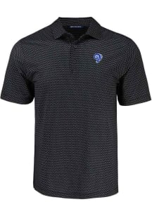 Cutter and Buck Los Angeles Rams Mens Black Historic Pike Shadow Check Short Sleeve Polo