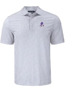 Cutter and Buck New England Patriots Mens Grey Historic Pike Flora Short Sleeve Polo
