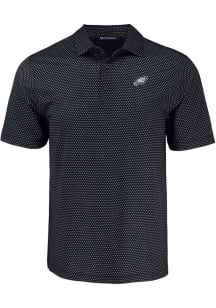 Cutter and Buck Philadelphia Eagles Black Mono Shadow Check Big and Tall Polo