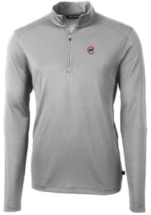 Cutter and Buck Chicago Cubs Mens Grey Virtue Eco Pique Long Sleeve Qtr Zip Pullover