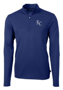Cutter and Buck Kansas City Royals Mens Blue Virtue Eco Pique Long Sleeve Qtr Zip Pullover