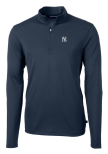 Cutter and Buck New York Yankees Mens Navy Blue Virtue Eco Pique Long Sleeve Qtr Zip Pullover