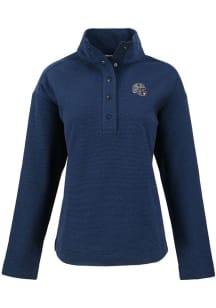 Cutter and Buck New England Patriots Womens Navy Blue Helmet Hunts Point Qtr Zip