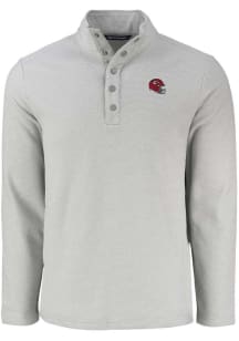Cutter and Buck Kansas City Chiefs Mens Grey Helmet Hunts Point Long Sleeve Qtr Zip Pullover