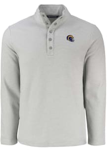 Cutter and Buck Los Angeles Rams Mens Grey Helmet Hunts Point Long Sleeve Qtr Zip Pullover