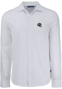 Cutter and Buck Atlanta Falcons Mens White Helmet Advantage Soft Pique Long Sleeve Dress Shirt