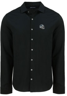 Cutter and Buck Carolina Panthers Mens Black Helmet Advantage Soft Pique Long Sleeve Dress Shirt