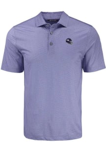 Cutter and Buck Minnesota Vikings Mens Pink Helmet Pike Shadow Check Short Sleeve Polo