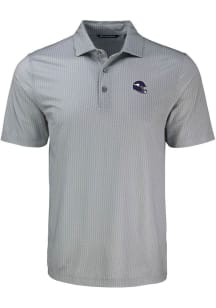 Cutter and Buck Minnesota Vikings Mens Grey Helmet Pike Shadow Check Short Sleeve Polo