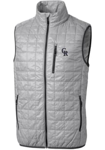 Cutter and Buck Colorado Rockies Mens Grey Rainier PrimaLoft Puffer Sleeveless Jacket