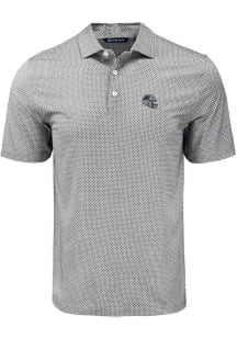 Cutter and Buck Carolina Panthers Mens Black Helmet Pike Diamond Dot Short Sleeve Polo