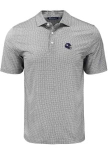 Cutter and Buck Minnesota Vikings Mens Black Helmet Pike Diamond Dot Short Sleeve Polo