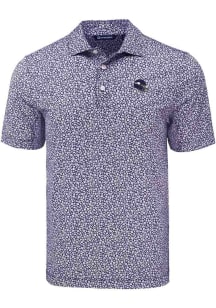 Cutter and Buck Minnesota Vikings Mens Purple Helmet Pike Flora Short Sleeve Polo