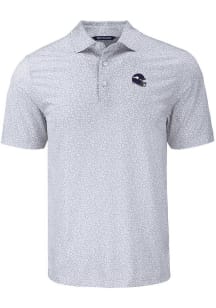 Cutter and Buck Minnesota Vikings Mens Grey Helmet Pike Flora Short Sleeve Polo