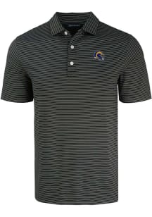 Cutter and Buck Los Angeles Rams Mens Black Helmet Forge Eco Fine Line Short Sleeve Polo