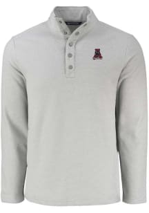 Cutter and Buck Alabama Crimson Tide Mens Grey Vault Hunts Point Long Sleeve Qtr Zip Pullover