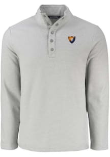 Cutter and Buck Illinois Fighting Illini Mens Grey Vault Hunts Point Long Sleeve Qtr Zip Pullover