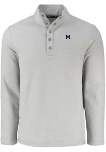 Cutter and Buck Michigan Wolverines Mens Grey Vault Hunts Point Long Sleeve Qtr Zip Pullover