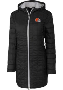 Cutter and Buck Cleveland Browns Womens Black Rainier PrimaLoft Long Filled Jacket