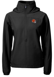 Cutter and Buck Cleveland Browns Womens Black Helmet Charter Eco Pullover