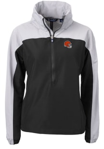 Cutter and Buck Cleveland Browns Womens Black Helmet Charter Eco Pullover