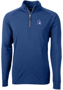 Cutter and Buck Duke Blue Devils Mens Blue Devil Head Adapt Eco Knit Long Sleeve Qtr Zip Pullover