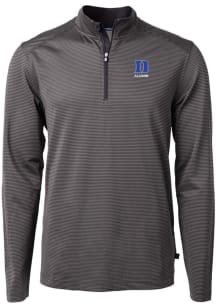 Cutter and Buck Duke Blue Devils Mens Black Alumni Virtue Eco Pique Stripe Big and Tall Qtr Zip