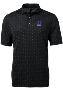 Cutter and Buck Duke Blue Devils Mens Black Alumni Virtue Eco Pique Tile Short Sleeve Polo