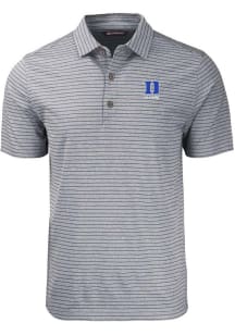 Cutter and Buck Duke Blue Devils Mens Black Alumni Forge Stripe Short Sleeve Polo