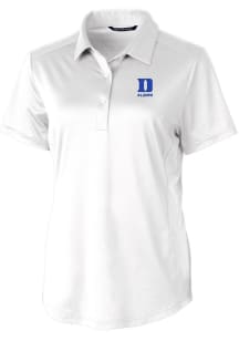 Cutter and Buck Duke Blue Devils Womens White Alumni Prospect Short Sleeve Polo Shirt