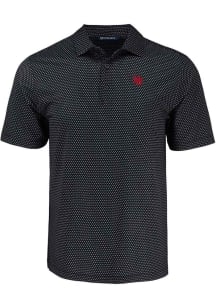 Cutter and Buck Nebraska Cornhuskers Black Vault Shadow Check Big and Tall Polo