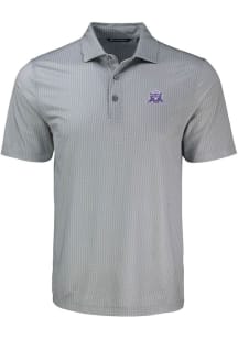 Cutter and Buck Northwestern Wildcats Grey Vault Shadow Check Big and Tall Polo