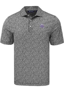 Cutter and Buck Northwestern Wildcats Black Vault Pike Flora Big and Tall Polo