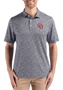 Cutter and Buck Oklahoma Sooners Black Vintage Pike Flora Big and Tall Polo