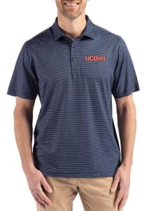 Cutter and Buck UConn Huskies Navy Blue Wordmark Shadow Check Big and Tall Polo