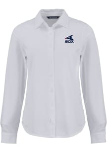 Cutter and Buck Chicago White Sox Womens Cooperstown Advantage Soft Pique Long Sleeve White Dress..