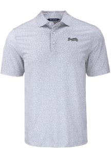 Cutter and Buck Atlanta Braves Grey Mono Pike Flora Big and Tall Polo