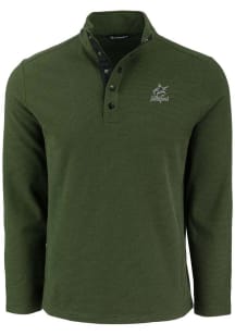Cutter and Buck Miami Marlins Mens Green Mono Hunts Point Long Sleeve Qtr Zip Pullover