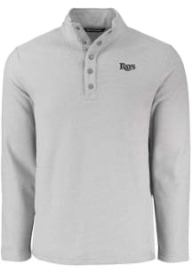 Cutter and Buck Tampa Bay Rays Mens Grey Mono Hunts Point Long Sleeve Qtr Zip Pullover
