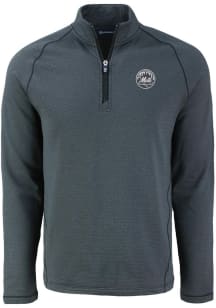Cutter and Buck New York Mets Mens Black Mono Pehastin Long Sleeve Qtr Zip Pullover