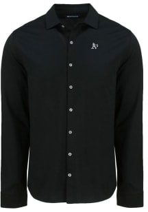 Cutter and Buck Oakland Athletics Mens Black Mono Advantage Soft Pique Long Sleeve Dress Shirt