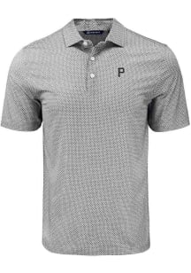 Cutter and Buck Pittsburgh Pirates Mens Black Mono Pike Diamond Dot Short Sleeve Polo