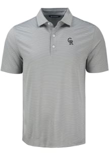 Cutter and Buck Colorado Rockies Mens Grey Mono Forge Eco Fine Line Short Sleeve Polo