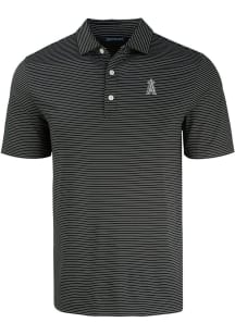Cutter and Buck Los Angeles Angels Mens Black Mono Forge Eco Fine Line Short Sleeve Polo