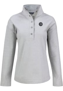 Cutter and Buck Chicago Cubs Womens Grey Mono Hunts Point Qtr Zip