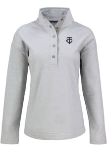 Cutter and Buck Minnesota Twins Womens Grey Mono Hunts Point Qtr Zip