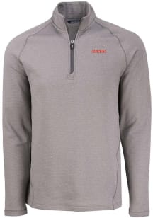 Cutter and Buck UConn Huskies Mens Grey Wordmark Pehastin Long Sleeve Qtr Zip Pullover