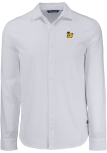 Cutter and Buck Baylor Bears Mens White Vault Advantage Soft Pique Long Sleeve Dress Shirt