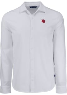 Cutter and Buck Nebraska Cornhuskers Mens White Vault Advantage Soft Pique Long Sleeve Dress Shirt