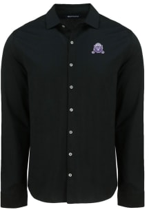 Cutter and Buck Northwestern Wildcats Mens Black Vault Advantage Soft Pique Long Sleeve Dress Shir..
